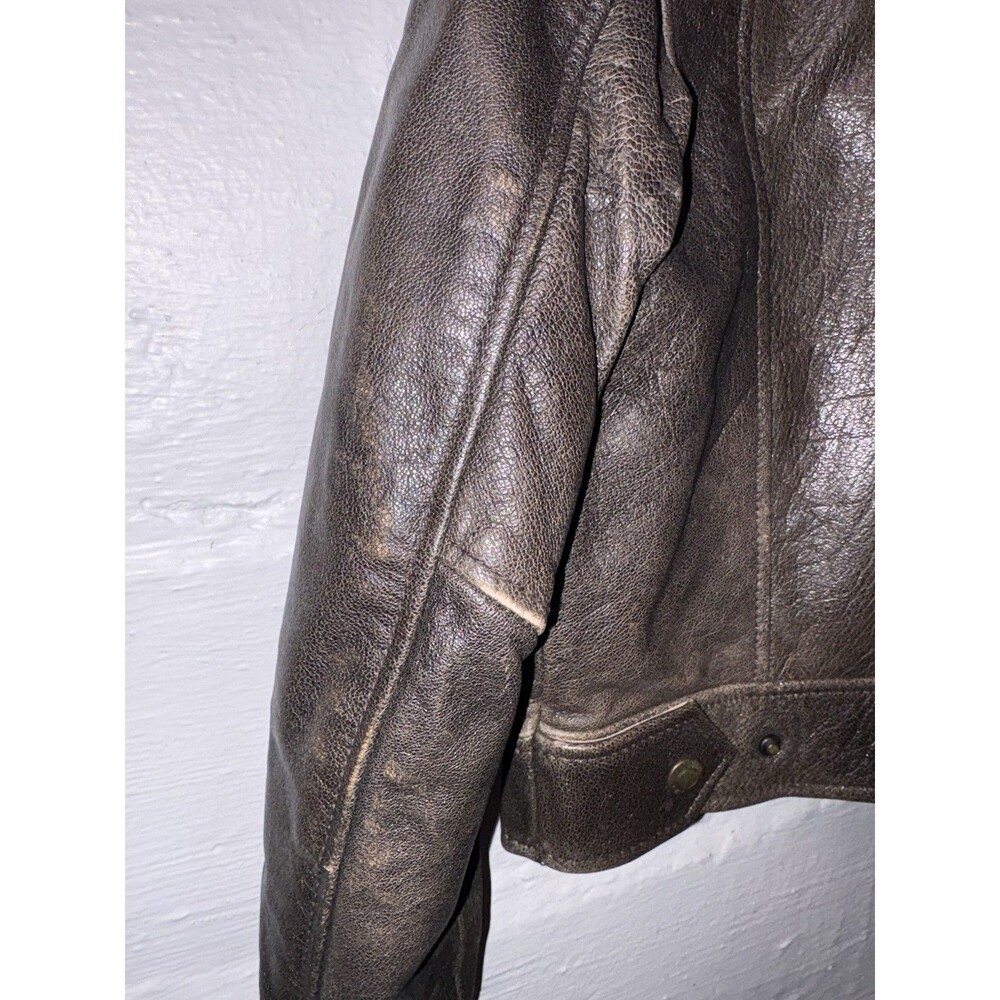 Vintage Women’s Flying Bikes Oakwood Brown Leather Flight Biker Jacket Small - Picture 11 of 13